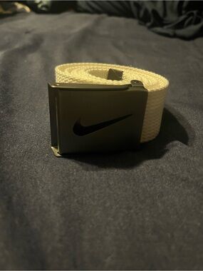 Nike White Webbing Belt with Silver Buckle